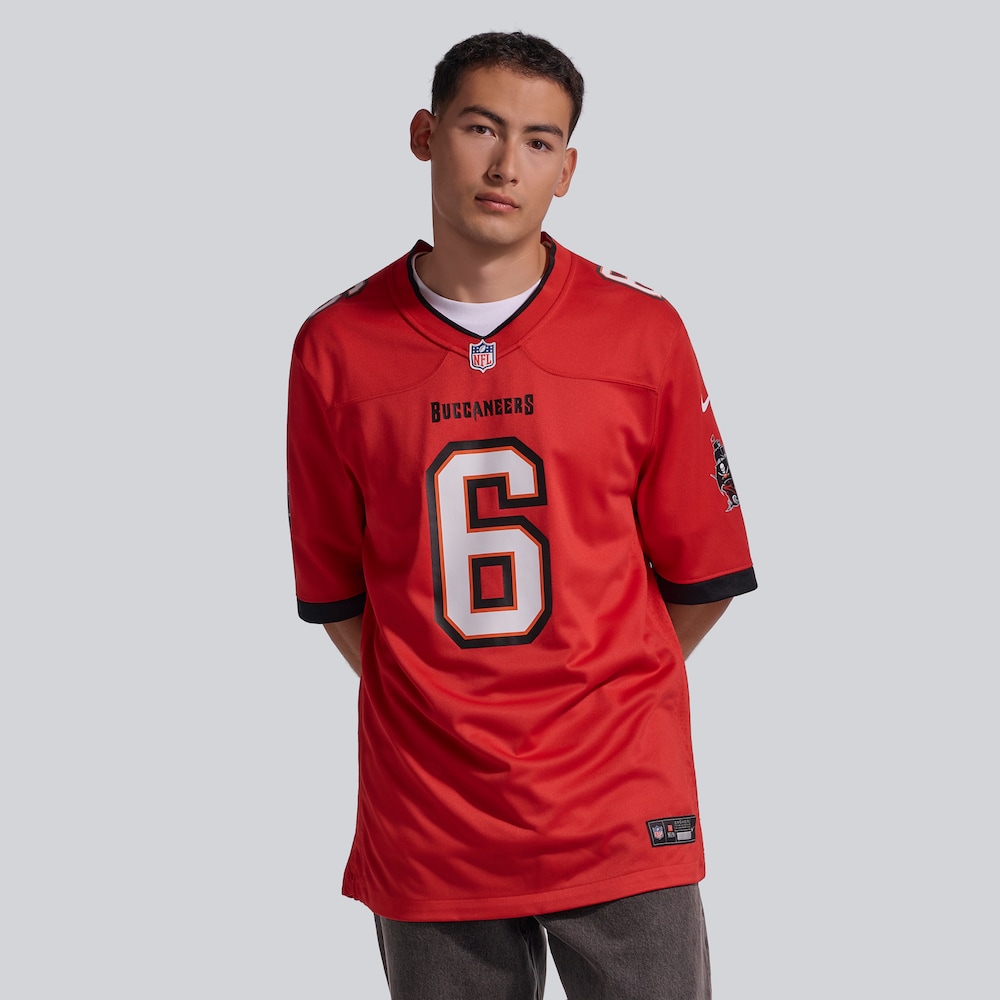 Tampa Bay Buccaneers Merch - Men's Baker Mayfield Team Game Jersey, Red 1 - Unicasport Tampa Bay Buccaneers Merch - Men's Baker Mayfield Team Game Jersey, Red