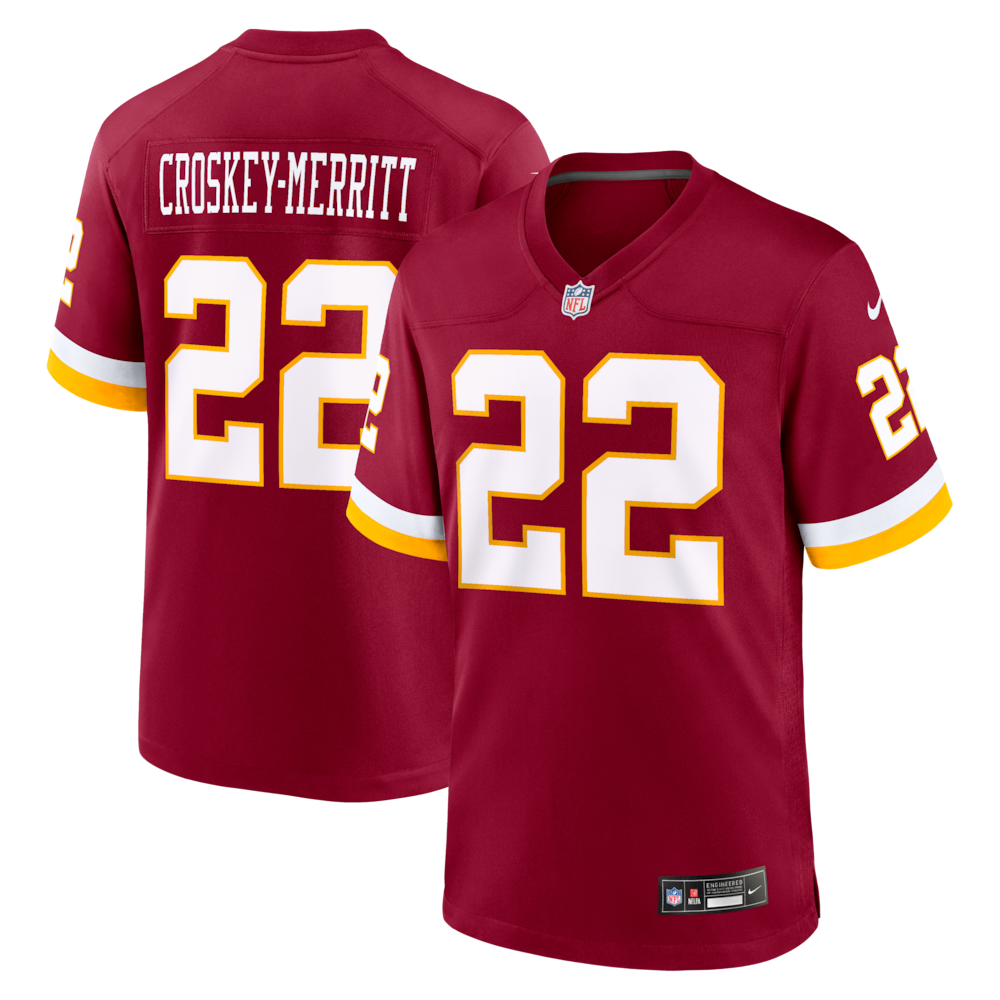 Washington Commanders Merch - Men's Jacory Croskey-Merritt Game Jersey, Burgundy - Presents For Football Fans 1 - Unicasport Washington Commanders Merch - Men's Jacory Croskey-Merritt Game Jersey, Burgundy - Presents For Football Fans