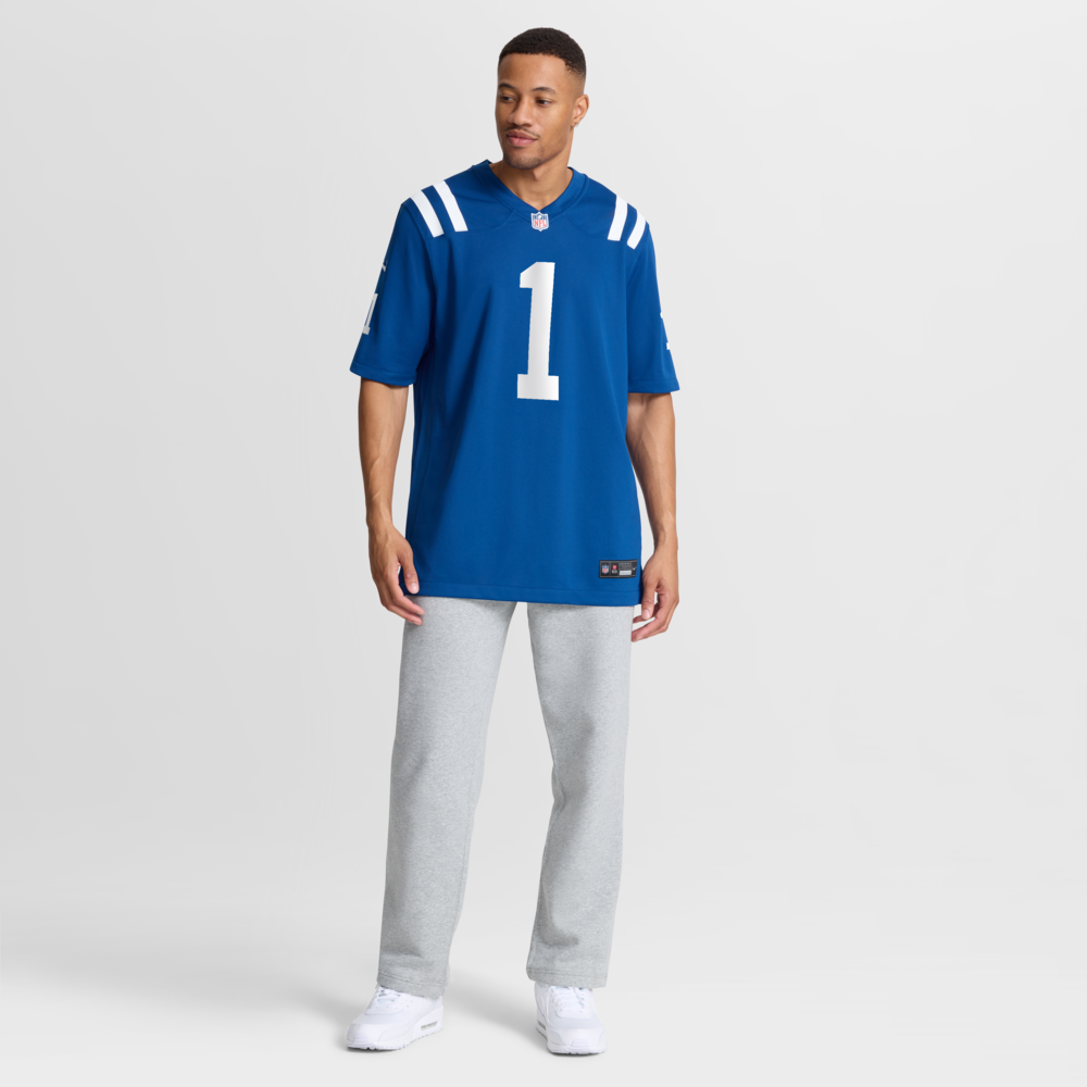 Indianapolis Colts Merch - Men's Number 1 Groom Royal Game Jersey 1 - Unicasport Indianapolis Colts Merch - Men's Number 1 Groom Royal Game Jersey