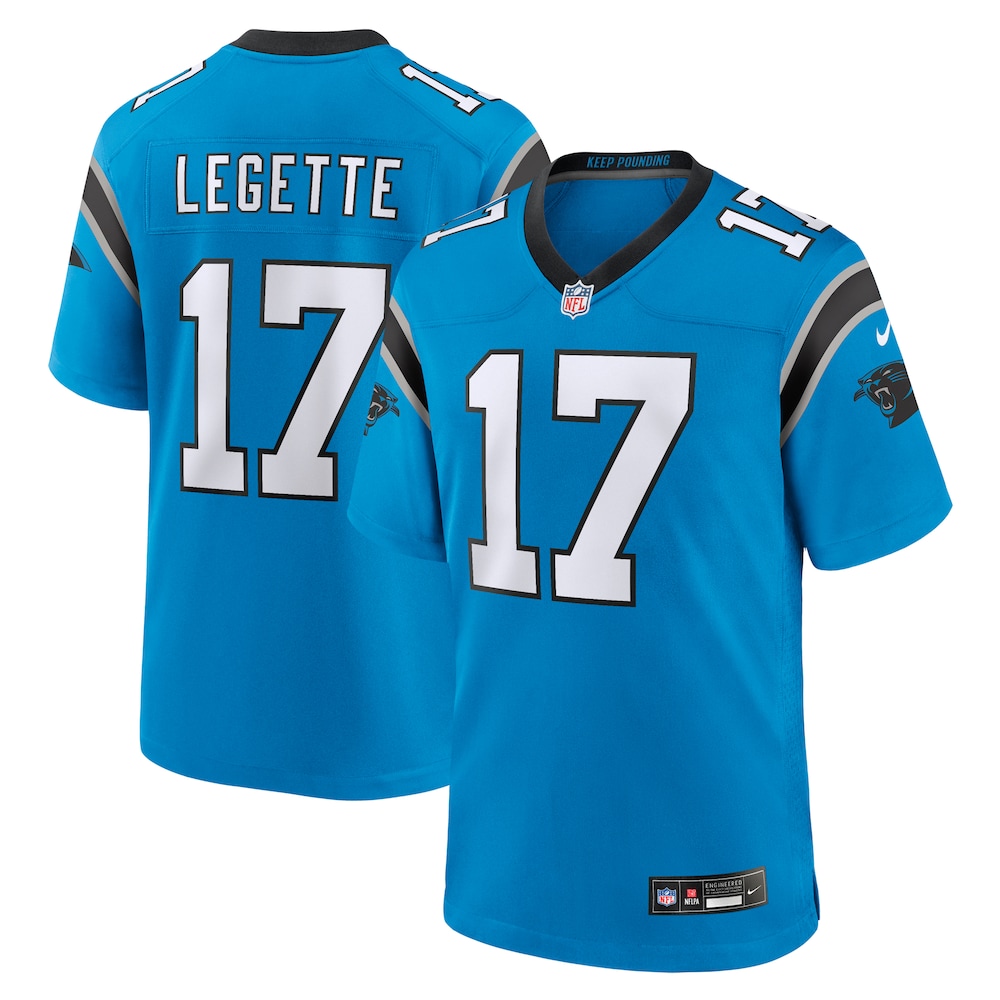 Carolina Panthers Merch - Men's Xavier Legette Alternate Game Jersey, Blue 1 - Unicasport Carolina Panthers Merch - Men's Xavier Legette Alternate Game Jersey, Blue