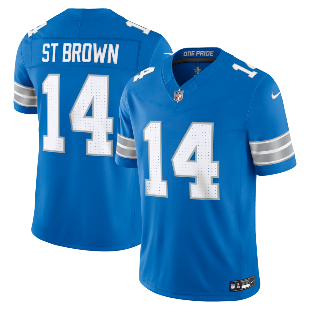 Detroit Lions Merch - Men's Amon-Ra St. Team Vapor F.U.S.E. Stitched Limited Jersey, Blue Brown 1 - Unicasport Detroit Lions Merch - Men's Amon-Ra St. Team Vapor F.U.S.E. Stitched Limited Jersey, Blue Brown