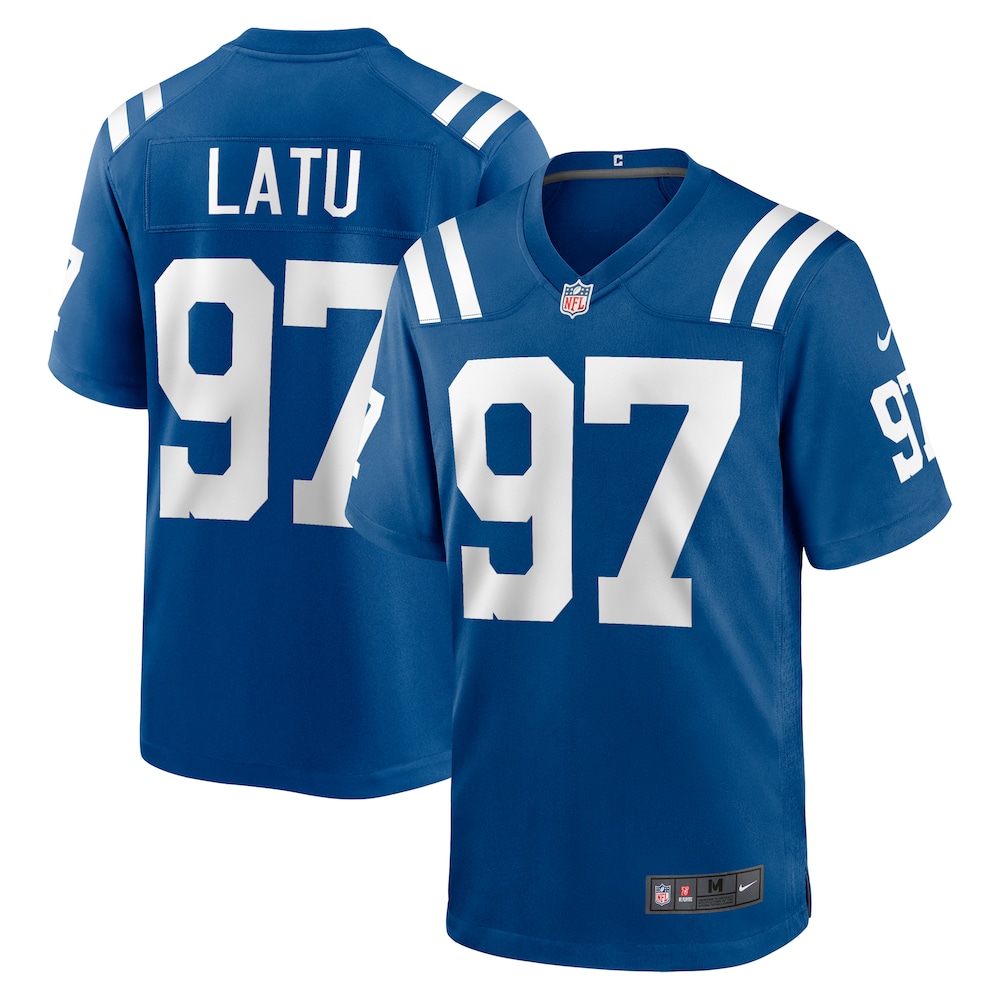 Indianapolis Colts Merch - Men's Laiatu Latu Royal Player Game Jersey 1 - Unicasport Indianapolis Colts Merch - Men's Laiatu Latu Royal Player Game Jersey