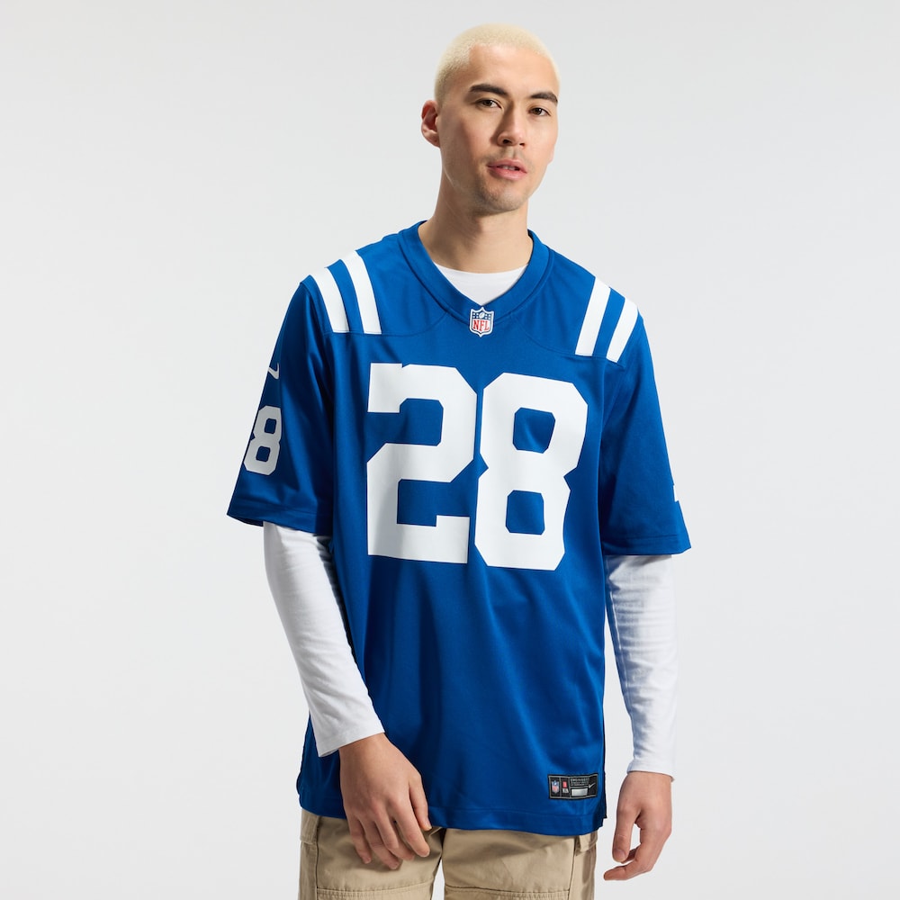 Indianapolis Colts Merch - Men's Jonathan Taylor Royal Player Game Jersey 1 - Unicasport Indianapolis Colts Merch - Men's Jonathan Taylor Royal Player Game Jersey