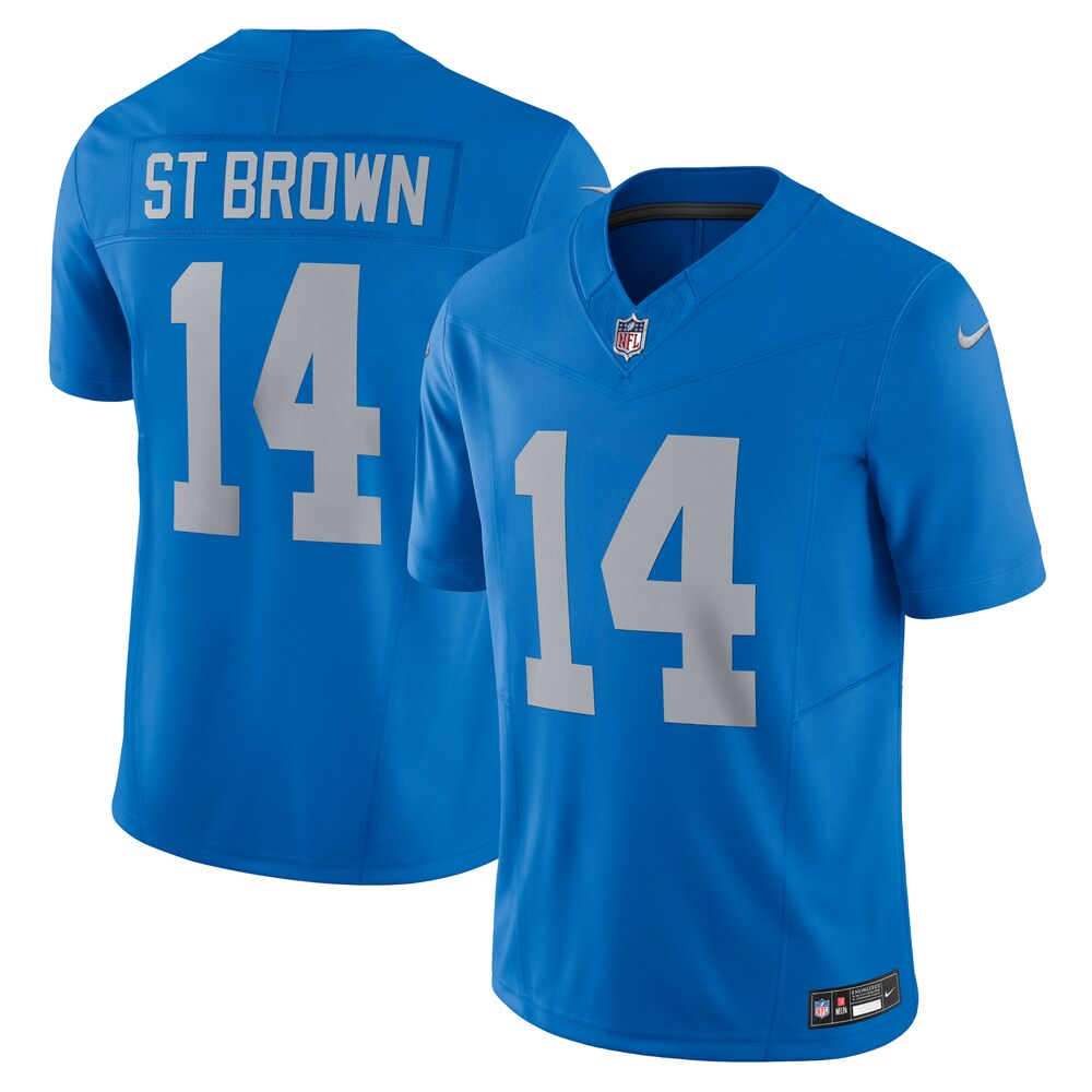 Detroit Lions Merch - Men's Amon-Ra St. Vapor F.U.S.E. Alternate Limited Jersey, Blue Brown - American Football Fan Gifts 1 - Unicasport Detroit Lions Merch - Men's Amon-Ra St. Vapor F.U.S.E. Alternate Limited Jersey, Blue Brown - American Football Fan Gifts