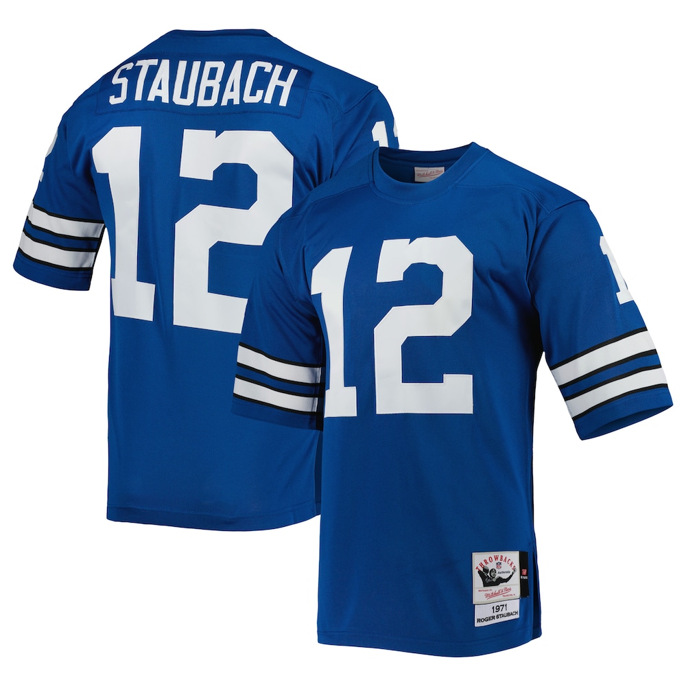 Dallas Cowboys Merch - Men's 1971 Roger Staubach Royal Authentic Throwback Retired Player Jersey - Football Christmas Gift Ideas 1 - Unicasport Dallas Cowboys Merch - Men's 1971 Roger Staubach Royal Authentic Throwback Retired Player Jersey - Football Christmas Gift Ideas