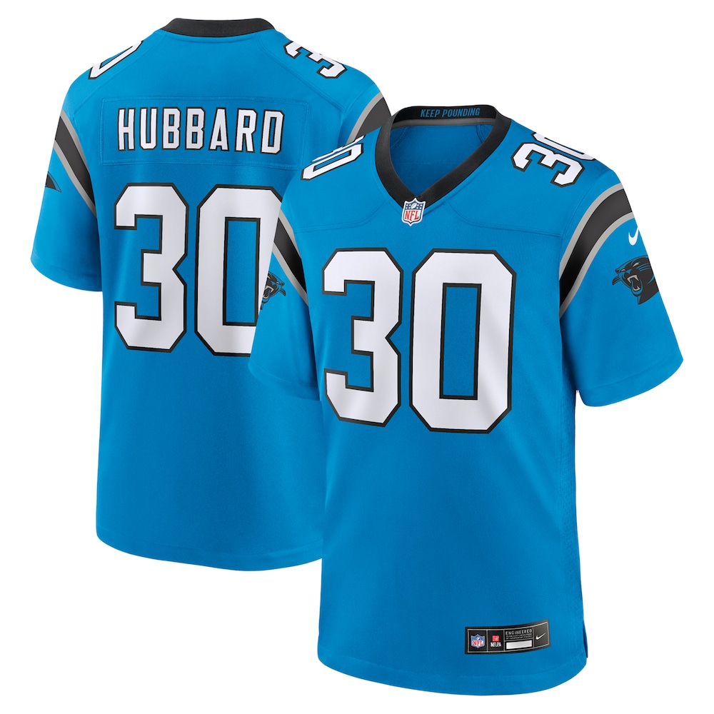 Carolina Panthers Merch - Men's Chuba Hubbard Alternate Game Jersey, Blue - American Football Fan Gifts 1 - Unicasport Carolina Panthers Merch - Men's Chuba Hubbard Alternate Game Jersey, Blue - American Football Fan Gifts