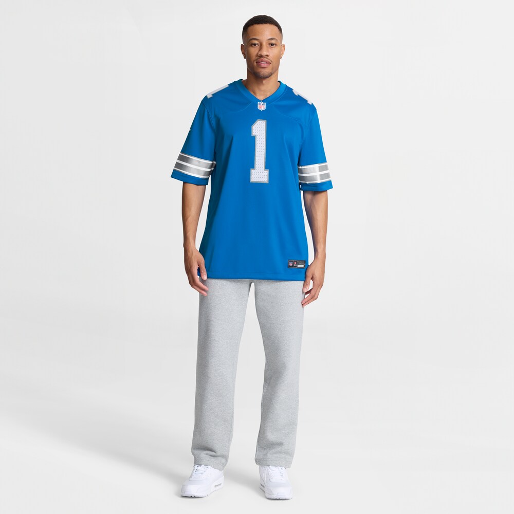 Detroit Lions Merch - Men's Number 1 Groom Game Jersey, Blue - Best Birthday Gift For Football Lovers 1 - Unicasport Detroit Lions Merch - Men's Number 1 Groom Game Jersey, Blue - Best Birthday Gift For Football Lovers