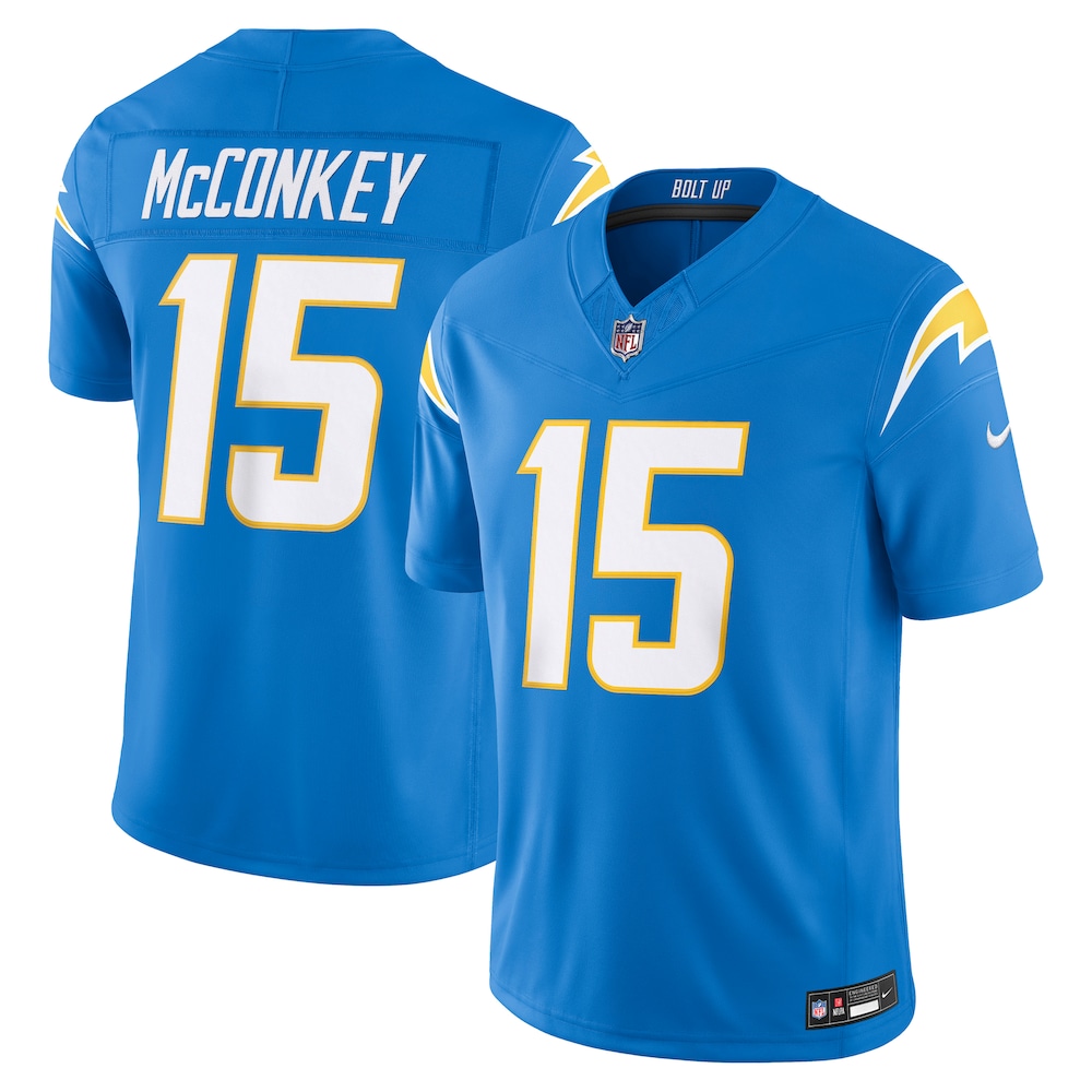 Los Angeles Chargers Merch - Men's Ladd McConkey Powder Team Vapor F.U.S.E. Stitched Limited Jersey, Blue 1 - Unicasport Los Angeles Chargers Merch - Men's Ladd McConkey Powder Team Vapor F.U.S.E. Stitched Limited Jersey, Blue
