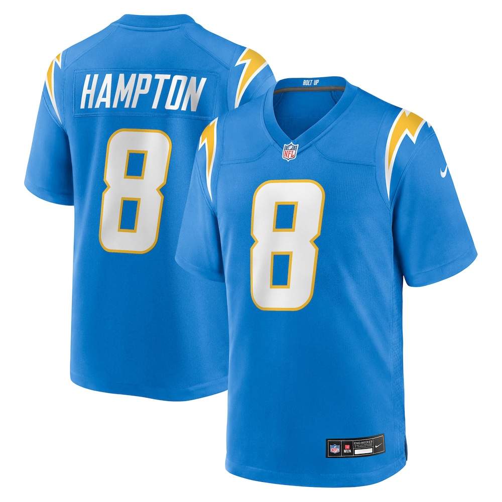 Los Angeles Chargers Merch - Men's Omarion Hampton Powder Jersey, Blue 1 - Unicasport Los Angeles Chargers Merch - Men's Omarion Hampton Powder Jersey, Blue