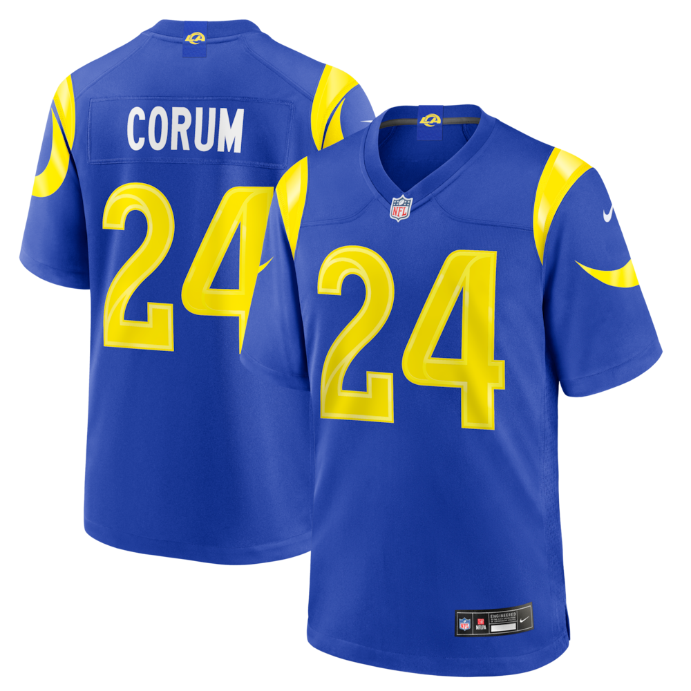 Los Angeles Rams Merch - Men's Blake Corum Royal Game Jersey 1 - Unicasport Los Angeles Rams Merch - Men's Blake Corum Royal Game Jersey