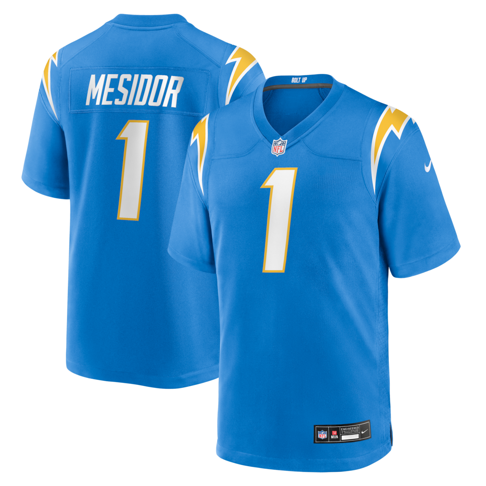 Los Angeles Chargers Merch - Men's Akheem Mesidor Powder 2026 NFL Draft First Round Pick No. 22 Team Game Jersey, Blue For Adults 1 - Unicasport Los Angeles Chargers Merch - Men's Akheem Mesidor Powder 2026 NFL Draft First Round Pick No. 22 Team Game Jersey, Blue For Adults