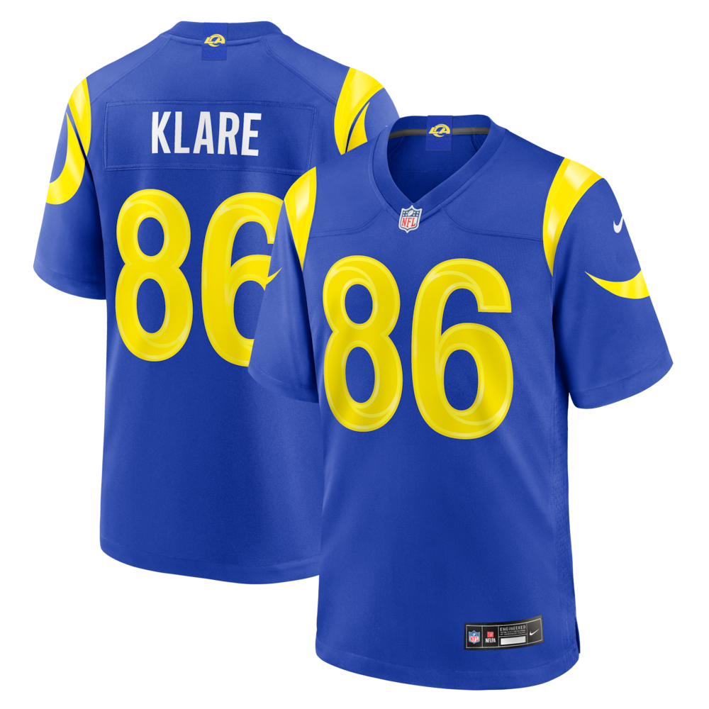 Los Angeles Rams Merch - Men's Max Klare Royal Team Game Jersey 1 - Unicasport Los Angeles Rams Merch - Men's Max Klare Royal Team Game Jersey