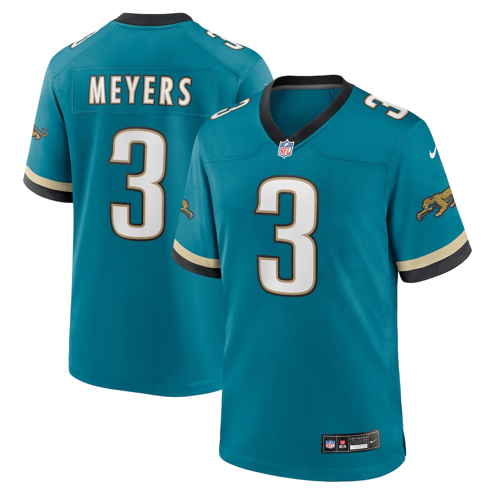 Jacksonville Jaguars Merch - Men's Jakobi Meyers Teal Alternate 2 Prowler Throwback Game Jersey 1 - Unicasport Jacksonville Jaguars Merch - Men's Jakobi Meyers Teal Alternate 2 Prowler Throwback Game Jersey