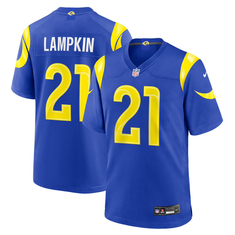 Los Angeles Rams Merch - Men's Cam Lampkin Royal Team Game Jersey 1 - Unicasport Los Angeles Rams Merch - Men's Cam Lampkin Royal Team Game Jersey