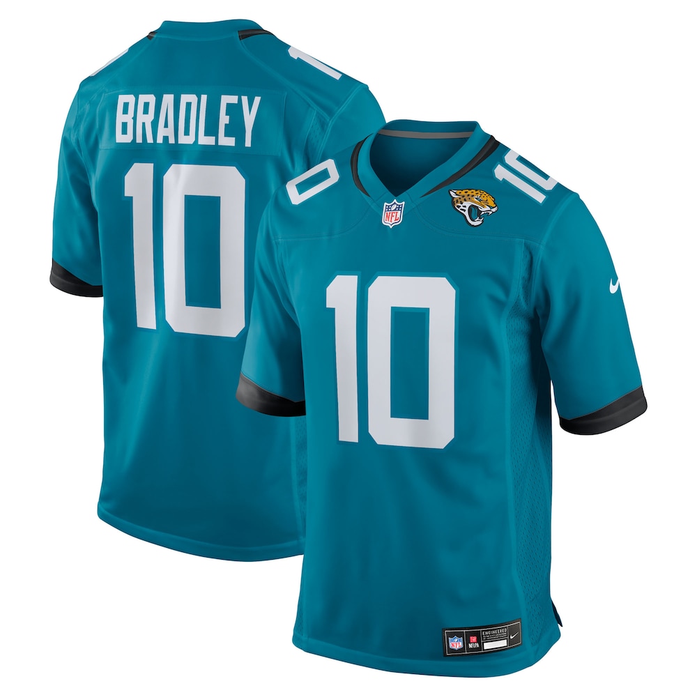 Jacksonville Jaguars Merch - Men's Carter Bradley Teal Team Game Jersey 1 - Unicasport Jacksonville Jaguars Merch - Men's Carter Bradley Teal Team Game Jersey