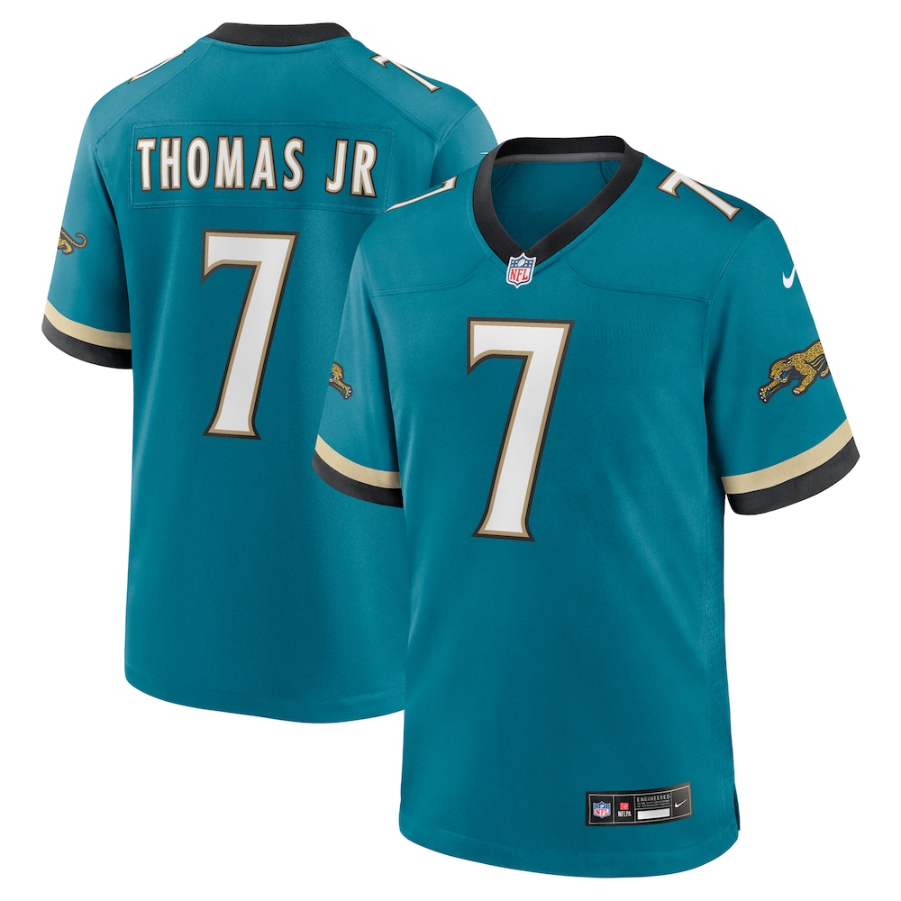 Jacksonville Jaguars Merch - Men's Brian Thomas Jr. Teal Alternate Game Jersey 1 - Unicasport Jacksonville Jaguars Merch - Men's Brian Thomas Jr. Teal Alternate Game Jersey