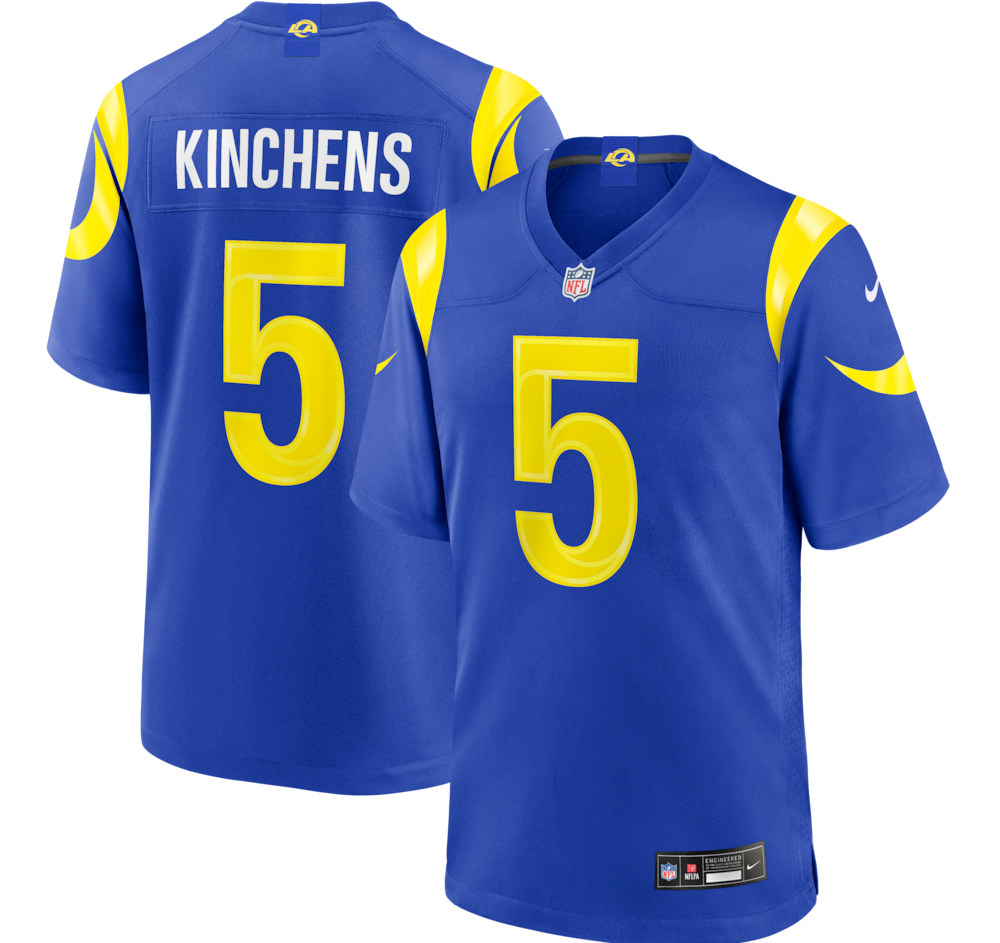 Los Angeles Rams Merch - Men's Kamren Kinchens Royal Team Game Jersey 1 - Unicasport Los Angeles Rams Merch - Men's Kamren Kinchens Royal Team Game Jersey