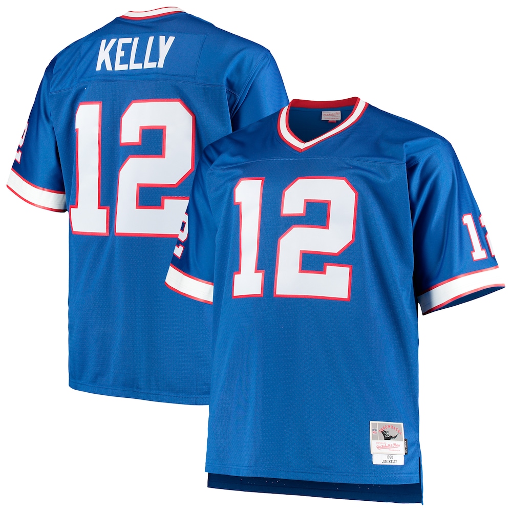 Buffalo Bills Merch - Men's Jim Kelly Royal 1990 Retired Player Replica Jersey, Big & Tall - Best Football Gifts For Adults