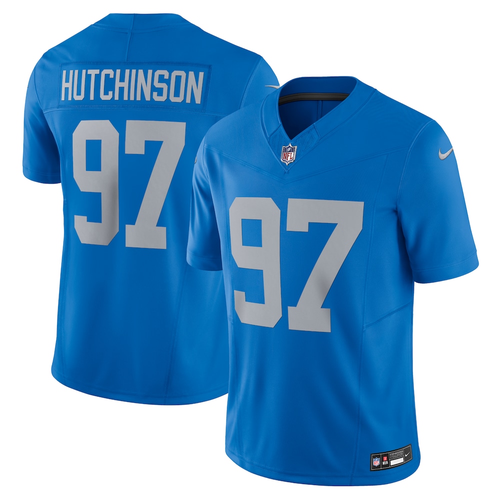 Detroit Lions Merch - Men's Aidan Hutchinson Vapor F.U.S.E. Alternate Limited Jersey, Blue - American Football Fan Gifts 1 - Unicasport Detroit Lions Merch - Men's Aidan Hutchinson Vapor F.U.S.E. Alternate Limited Jersey, Blue - American Football Fan Gifts