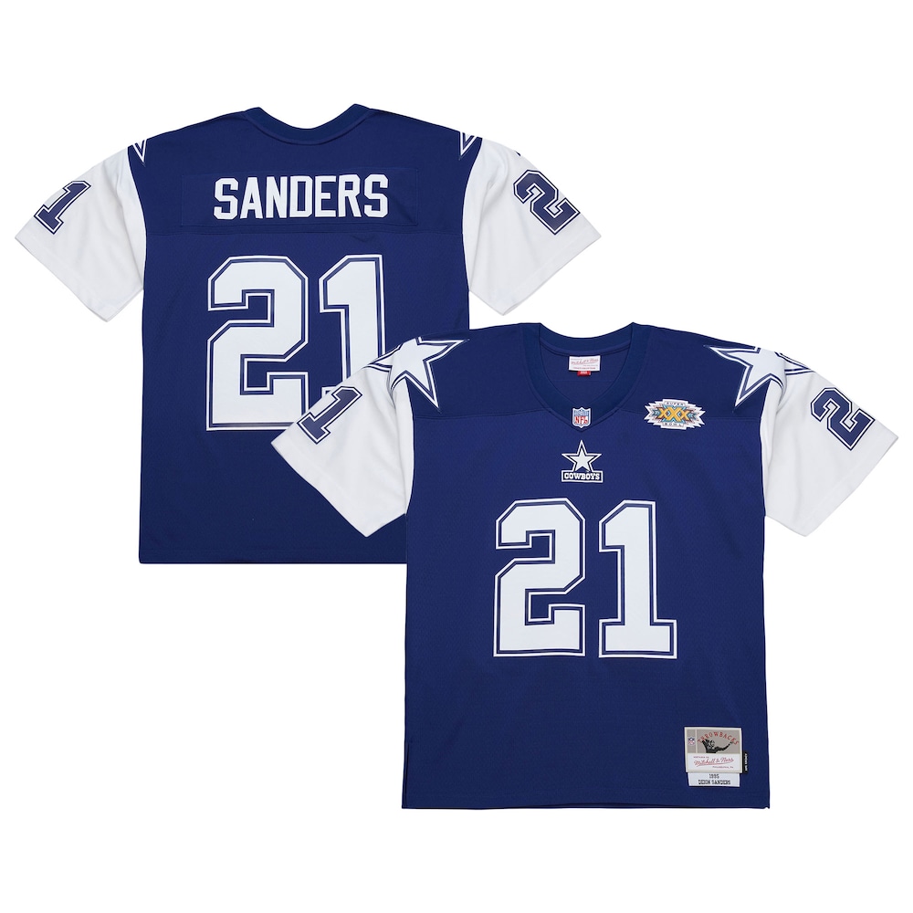 Dallas Cowboys Merch - Men's Deion Sanders 1995 Legacy Replica Jersey, Navy 1 - Unicasport Dallas Cowboys Merch - Men's Deion Sanders 1995 Legacy Replica Jersey, Navy