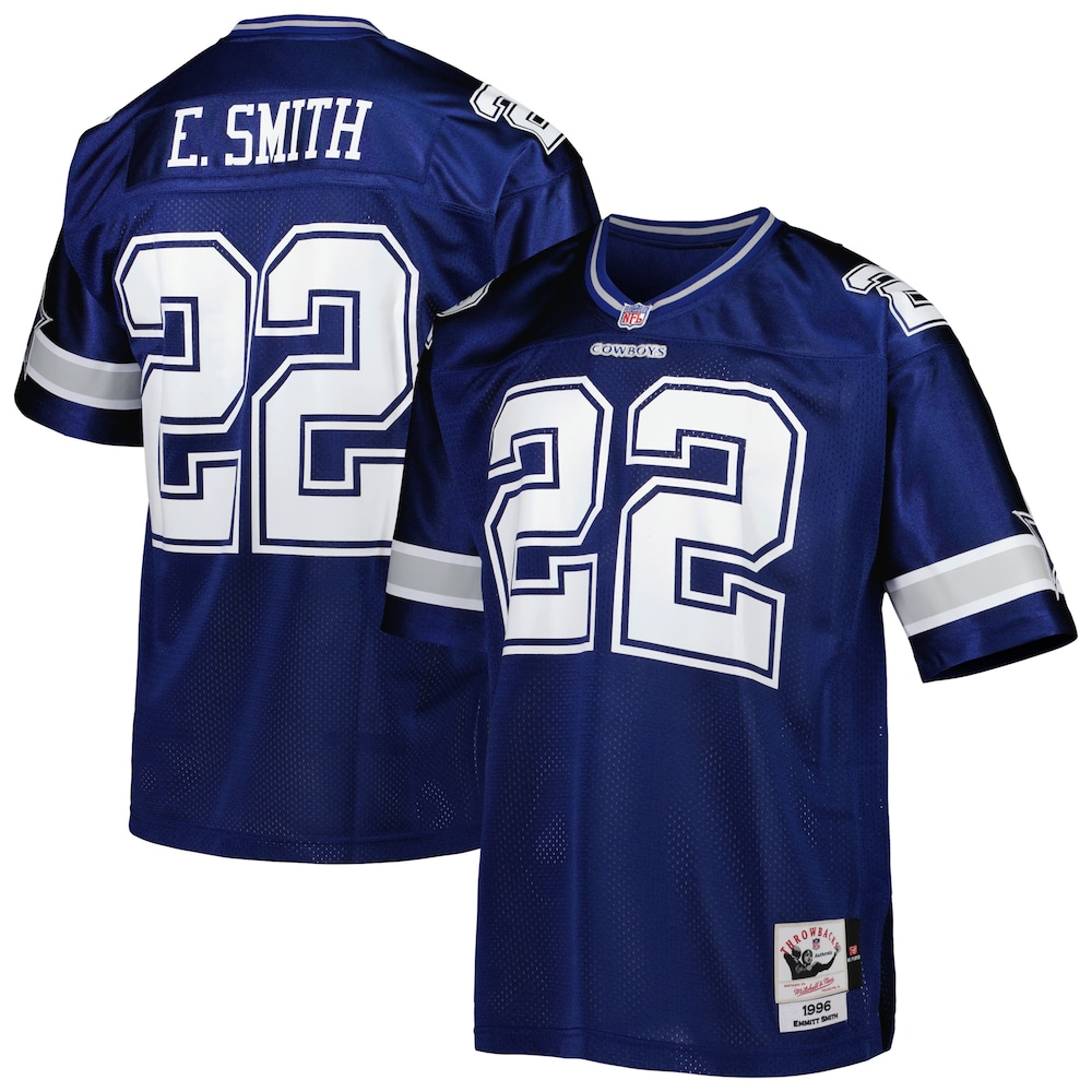Dallas Cowboys Merch - Men's 1996 Emmitt Smith Authentic Throwback Retired Player Jersey, Navy - American Football Presents