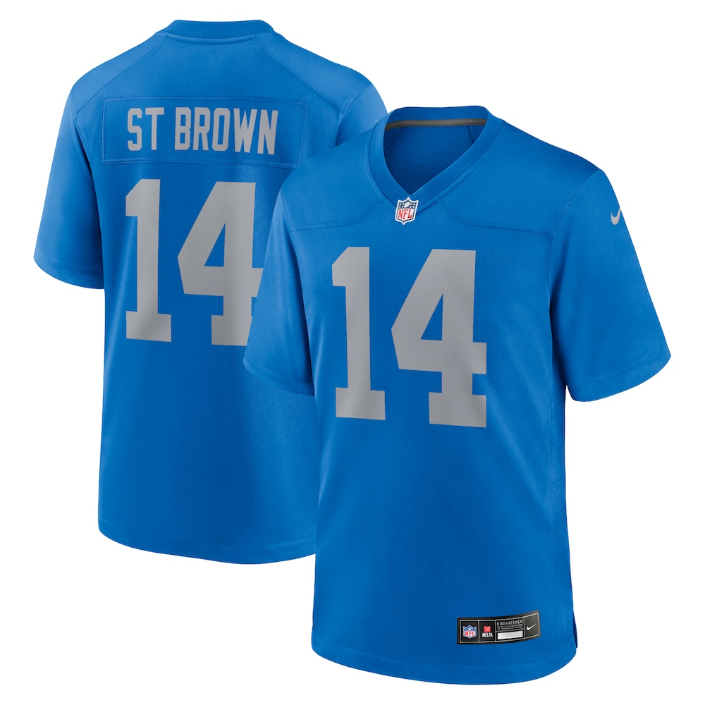 Detroit Lions Merch - Men's Amon-Ra St. Alternate Game Jersey, Blue Brown For Adults 1 - Unicasport Detroit Lions Merch - Men's Amon-Ra St. Alternate Game Jersey, Blue Brown For Adults