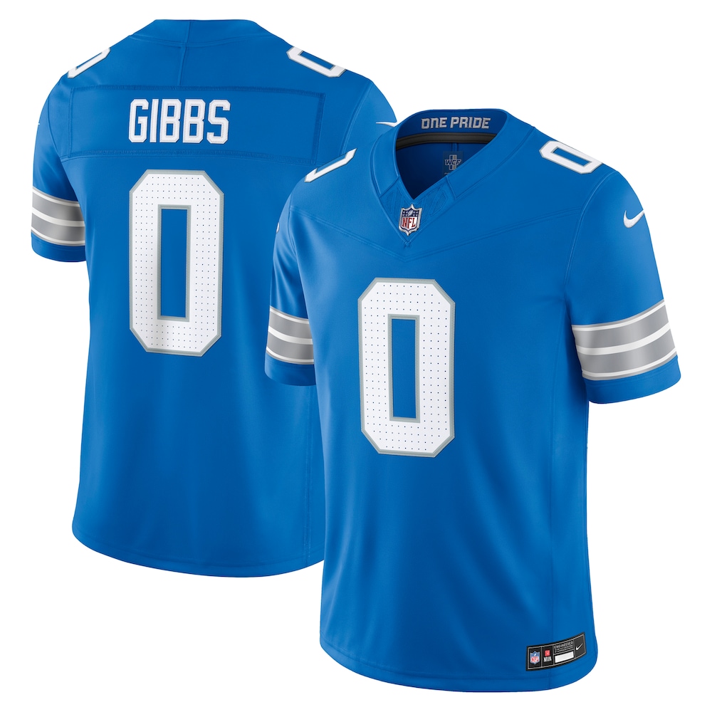 Detroit Lions Merch - Men's Jahmyr Gibbs Team Vapor F.U.S.E. Stitched Limited Jersey, Blue  - Cool Football Gifts