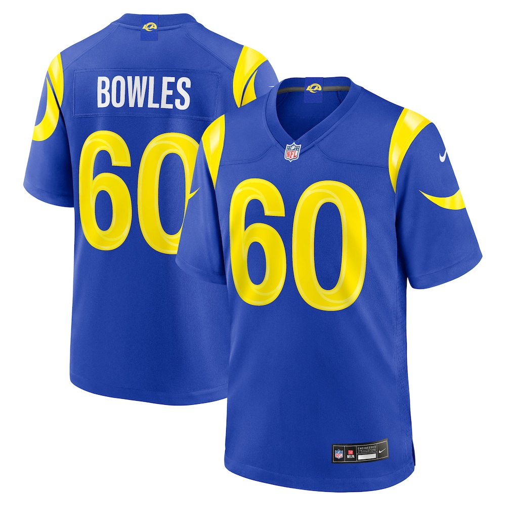 Los Angeles Rams Merch - Men's Wyatt Bowles Royal Team Game Jersey 1 - Unicasport Los Angeles Rams Merch - Men's Wyatt Bowles Royal Team Game Jersey