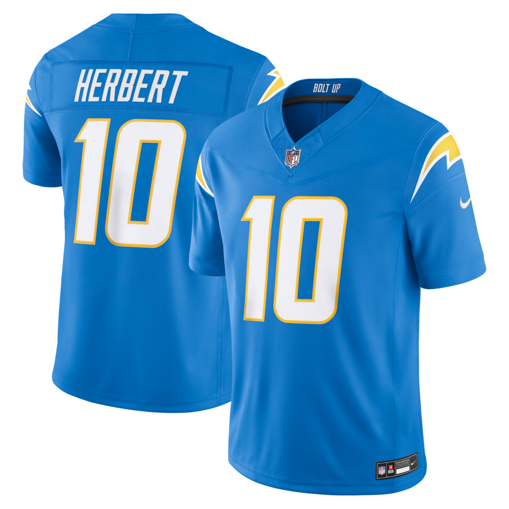 Los Angeles Chargers Merch - Men's Justin Herbert Powder Team Vapor F.U.S.E. Stitched Limited Jersey, Blue 1 - Unicasport Los Angeles Chargers Merch - Men's Justin Herbert Powder Team Vapor F.U.S.E. Stitched Limited Jersey, Blue