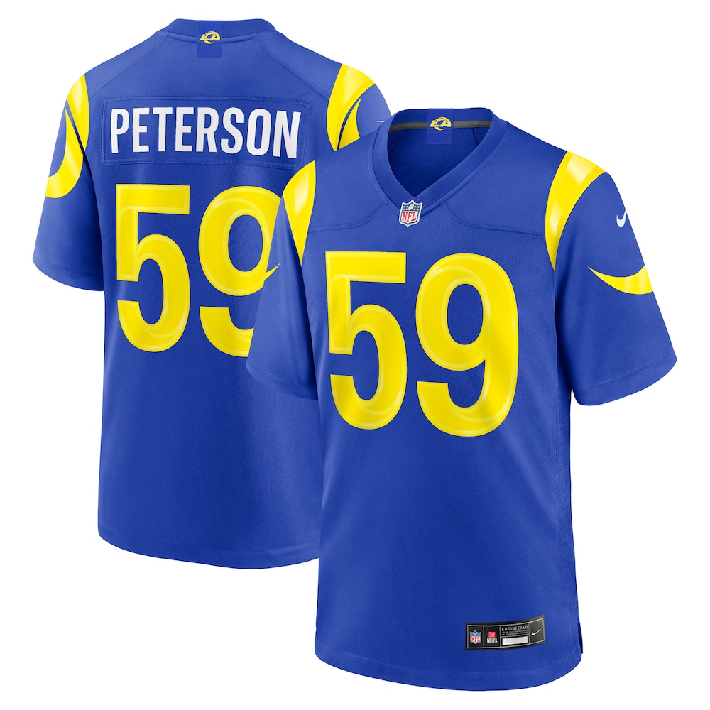 Los Angeles Rams Merch - Men's Darryl Peterson Royal Game Jersey