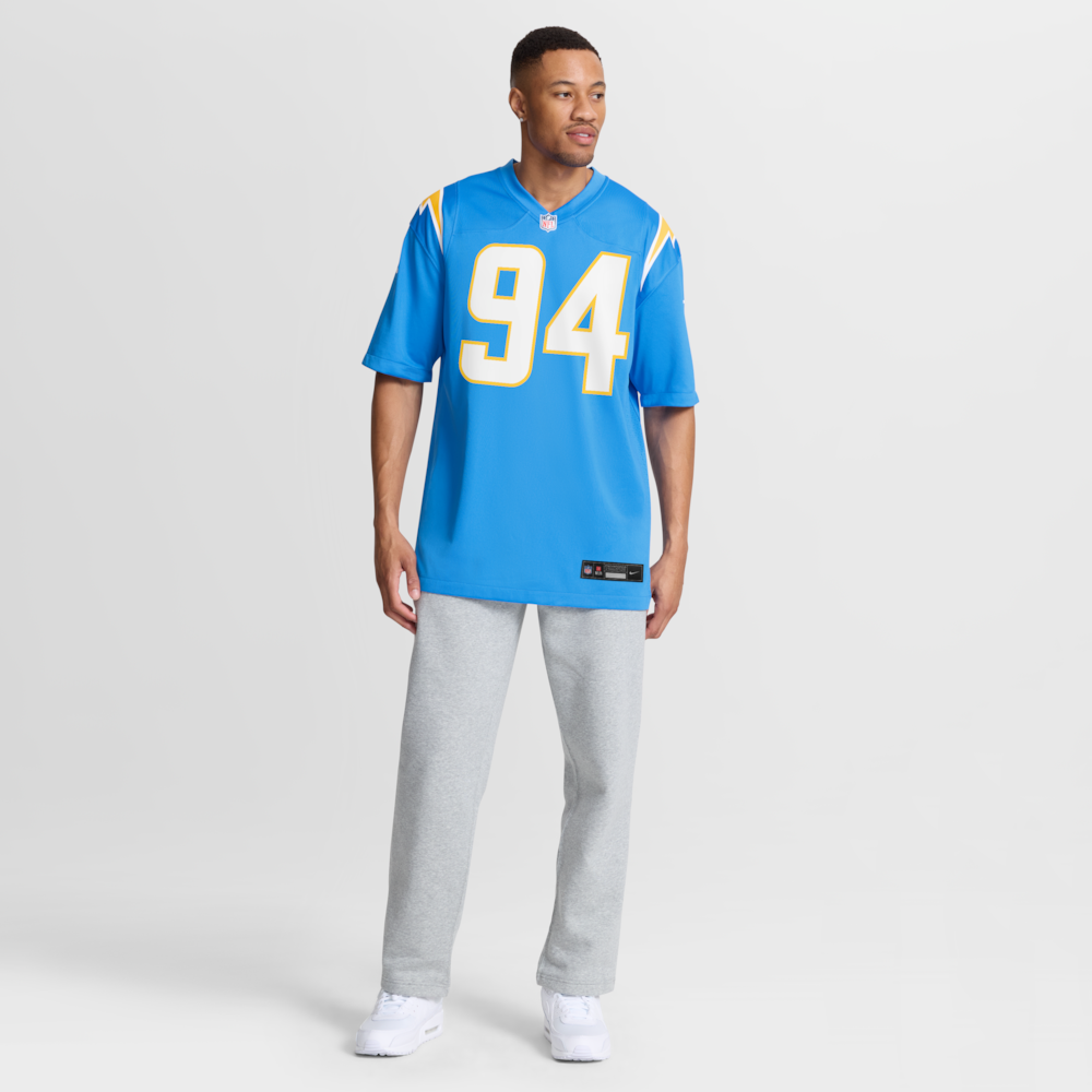 Los Angeles Chargers Merch - Men's Dalvin Tomlinson Powder Team Game Jersey, Blue 1 - Unicasport Los Angeles Chargers Merch - Men's Dalvin Tomlinson Powder Team Game Jersey, Blue