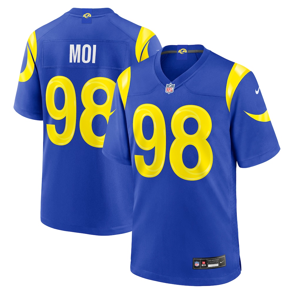 Los Angeles Rams Merch - Men's Jaxson Moi Royal Game Jersey 1 - Unicasport Los Angeles Rams Merch - Men's Jaxson Moi Royal Game Jersey