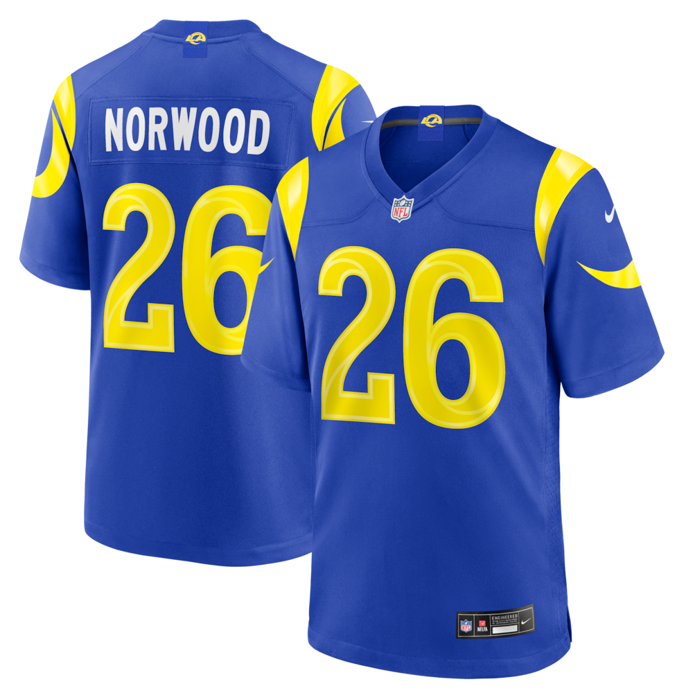 Los Angeles Rams Merch - Men's Drey Norwood Royal Game Jersey 1 - Unicasport Los Angeles Rams Merch - Men's Drey Norwood Royal Game Jersey