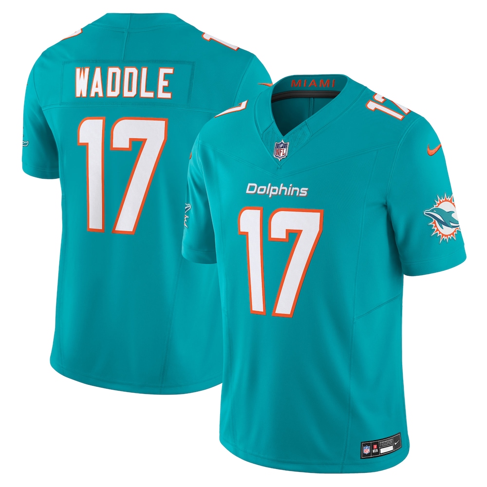 Miami Dolphins Merch - Men's Jaylen Waddle Aqua Vapor F.U.S.E. Limited Jersey 1 - Unicasport Miami Dolphins Merch - Men's Jaylen Waddle Aqua Vapor F.U.S.E. Limited Jersey