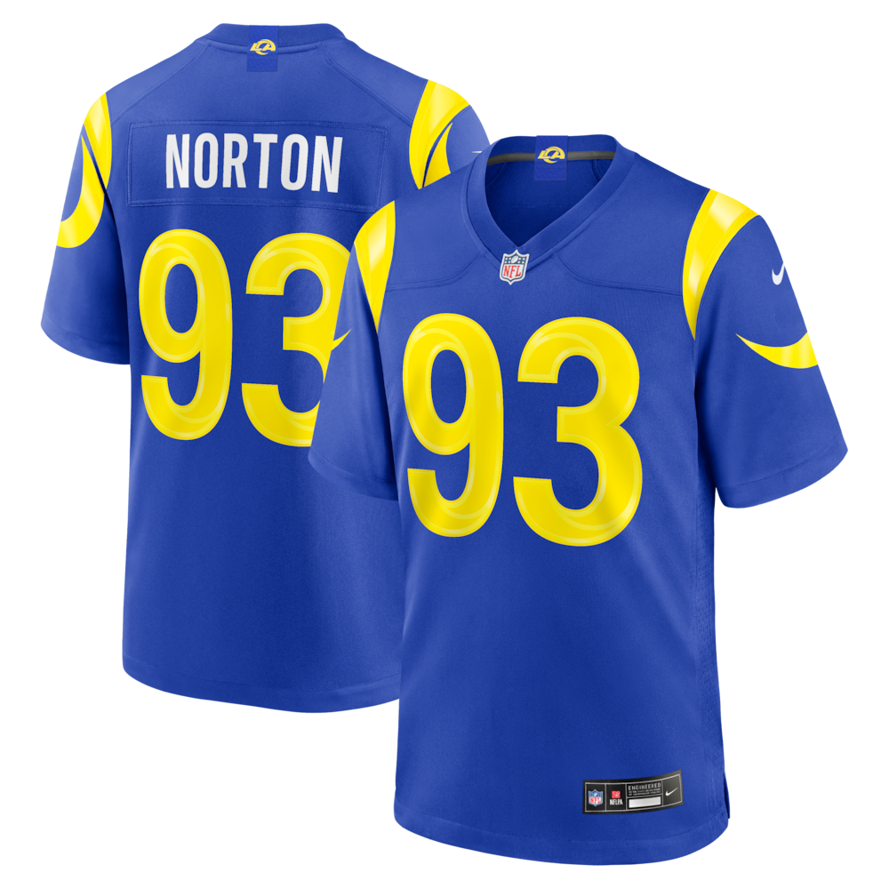 Los Angeles Rams Merch - Men's Bill Norton Royal Team Game Jersey 1 - Unicasport Los Angeles Rams Merch - Men's Bill Norton Royal Team Game Jersey