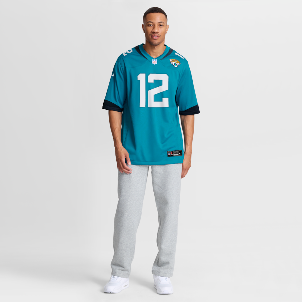 Jacksonville Jaguars Merch - Men's Travis Hunter Teal Team Game Jersey 1 - Unicasport Jacksonville Jaguars Merch - Men's Travis Hunter Teal Team Game Jersey