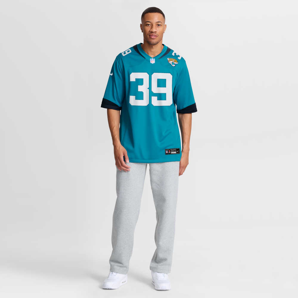 Jacksonville Jaguars Merch - Men's Cam Little Teal Team Game Jersey 1 - Unicasport Jacksonville Jaguars Merch - Men's Cam Little Teal Team Game Jersey