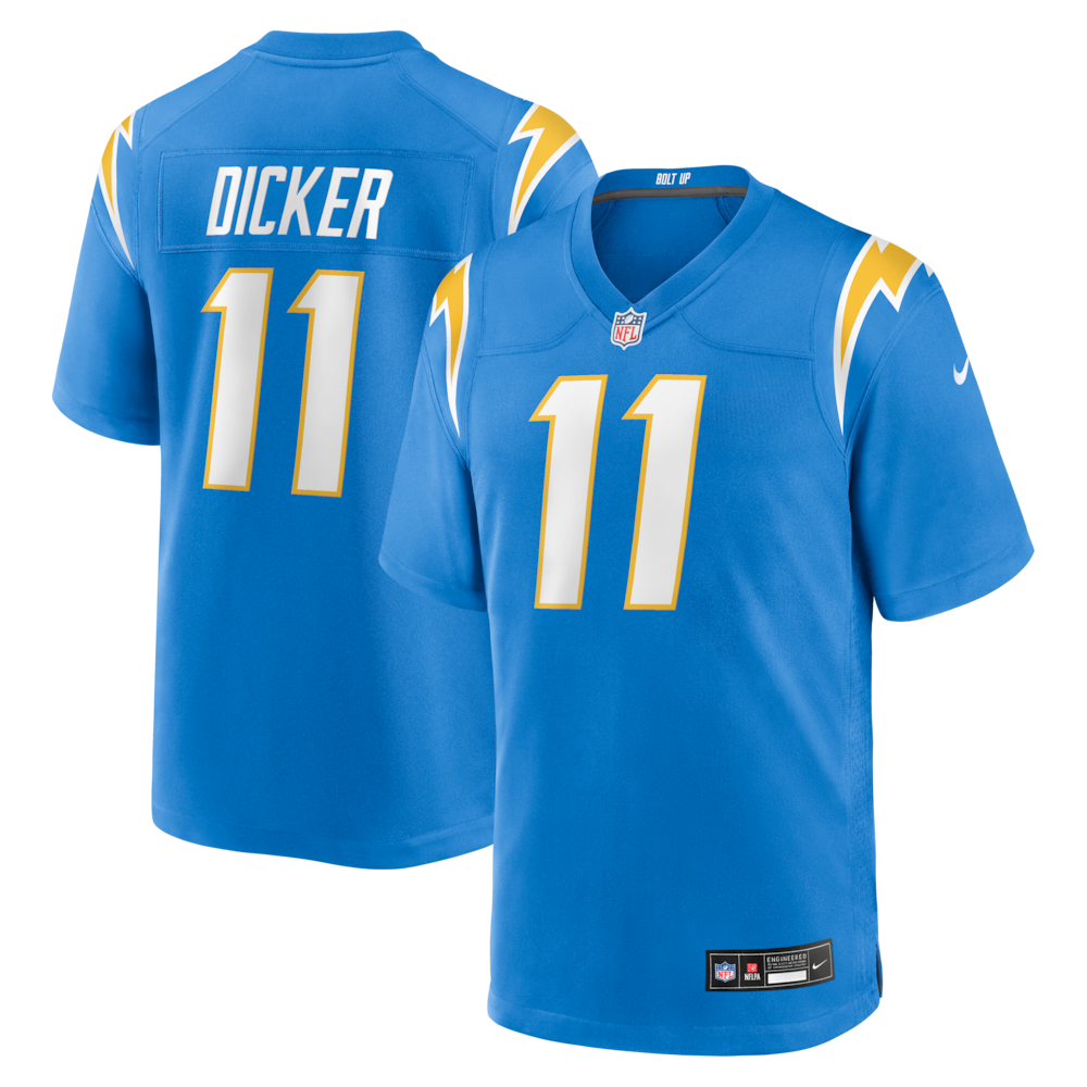 Los Angeles Chargers Merch - Men's Cameron Dicker Powder Game Jersey, Blue 1 - Unicasport Los Angeles Chargers Merch - Men's Cameron Dicker Powder Game Jersey, Blue
