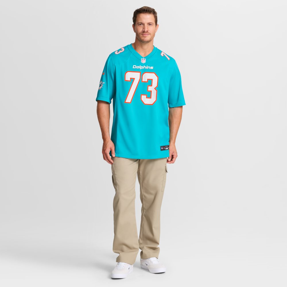 Miami Dolphins Merch - Men's Austin Jackson Aqua Game Jersey 1 - Unicasport Miami Dolphins Merch - Men's Austin Jackson Aqua Game Jersey