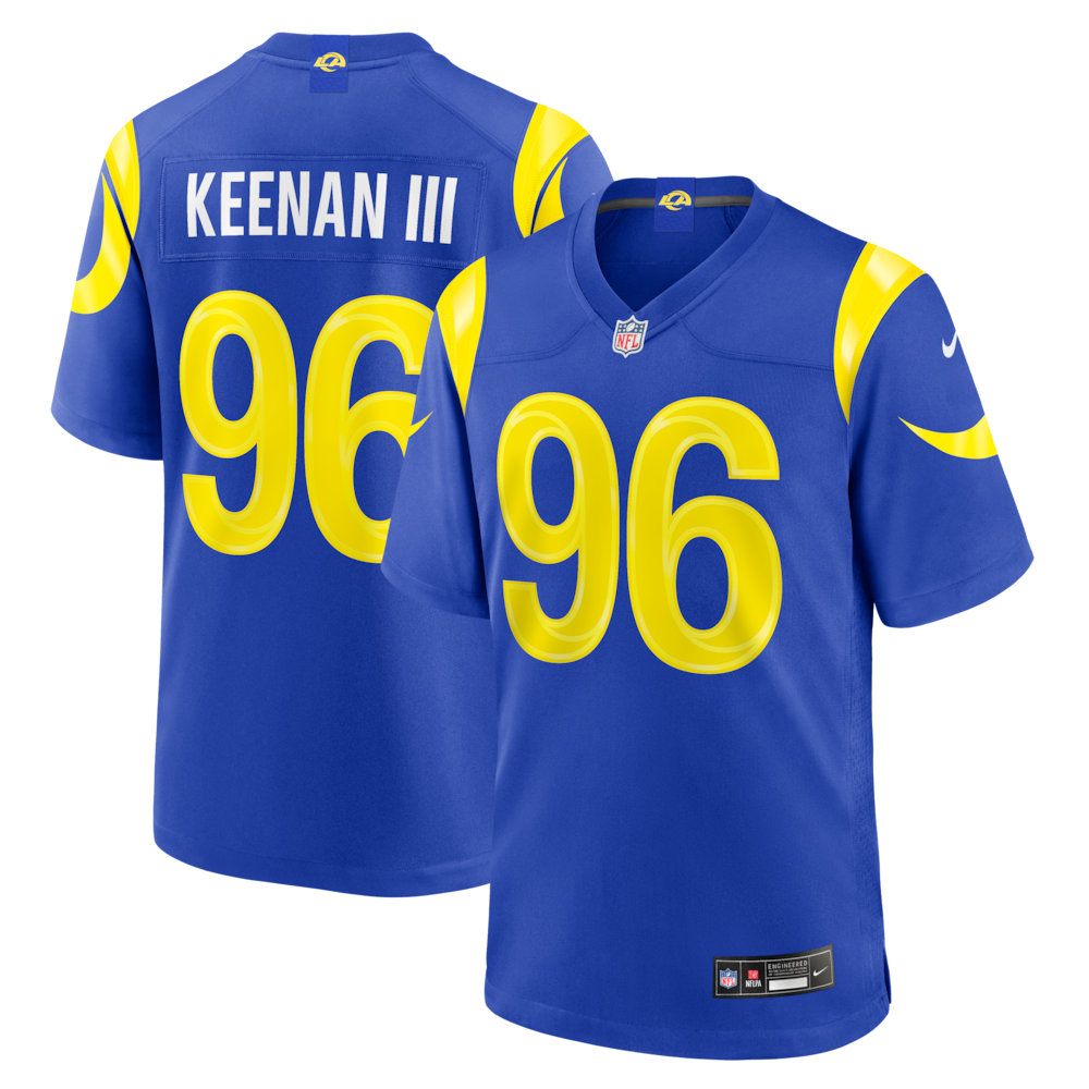 Los Angeles Rams Merch - Men's Tim Keenan III Royal Team Game Jersey