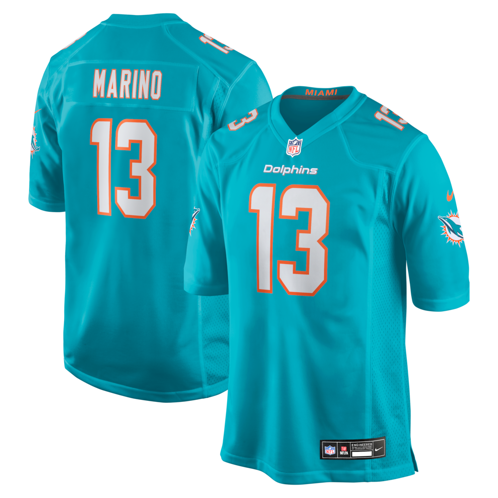 Miami Dolphins Merch - Men's Dan Marino Aqua Game Retired Player Jersey 1 - Unicasport Miami Dolphins Merch - Men's Dan Marino Aqua Game Retired Player Jersey