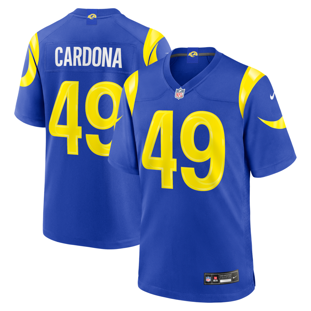 Los Angeles Rams Merch - Men's Joe Cardona Royal Team Game Jersey 1 - Unicasport Los Angeles Rams Merch - Men's Joe Cardona Royal Team Game Jersey