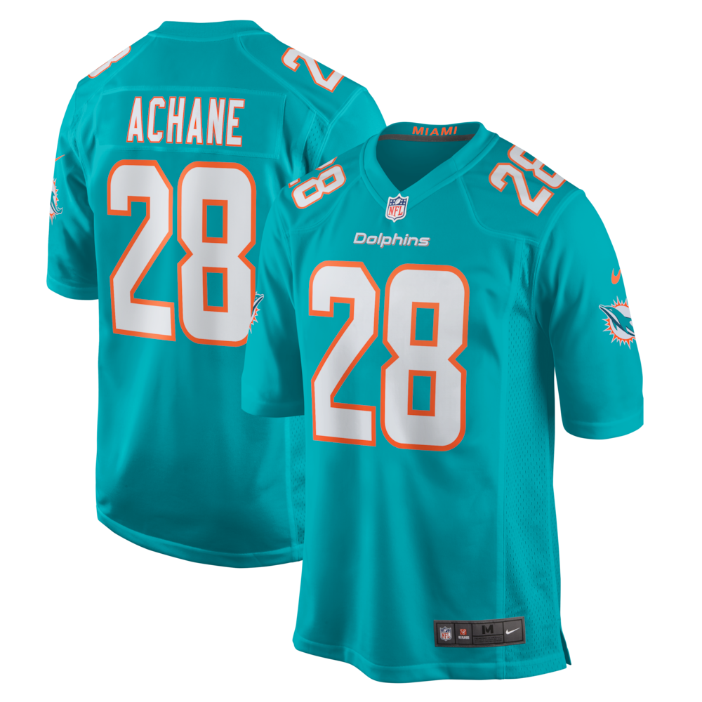 Miami Dolphins Merch - Men's Devon Achane Aqua Player Game Jersey 1 - Unicasport Miami Dolphins Merch - Men's Devon Achane Aqua Player Game Jersey
