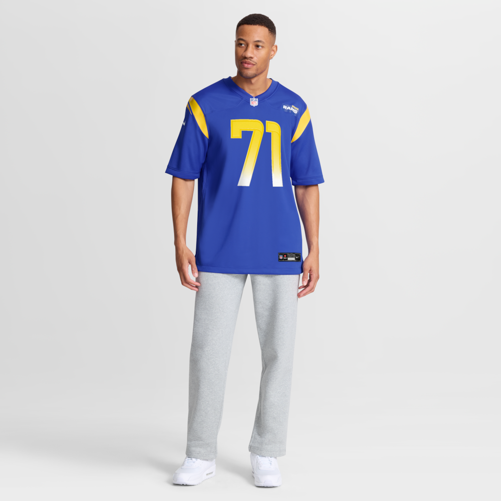 Los Angeles Rams Merch - Men's Warren McClendon Jr. Royal Team Game Jersey 1 - Unicasport Los Angeles Rams Merch - Men's Warren McClendon Jr. Royal Team Game Jersey