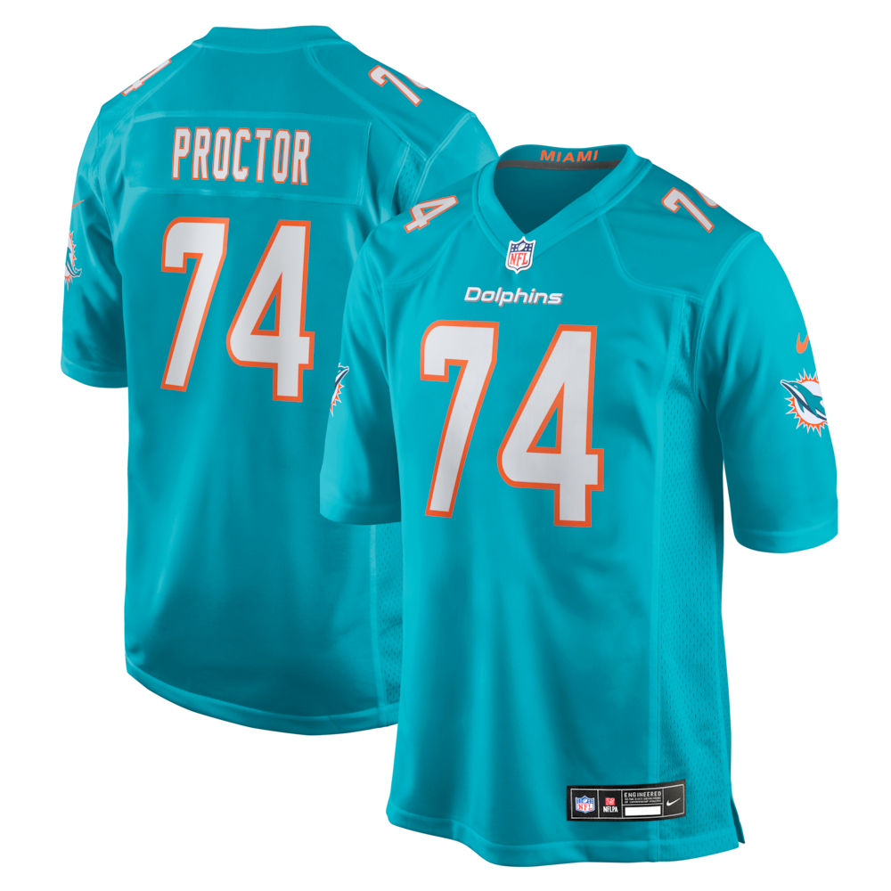 Miami Dolphins Merch - Men's Kayden Proctor Aqua 2026 NFL Draft First Round Pick No. 12 Team Game Jersey 1 - Unicasport Miami Dolphins Merch - Men's Kayden Proctor Aqua 2026 NFL Draft First Round Pick No. 12 Team Game Jersey