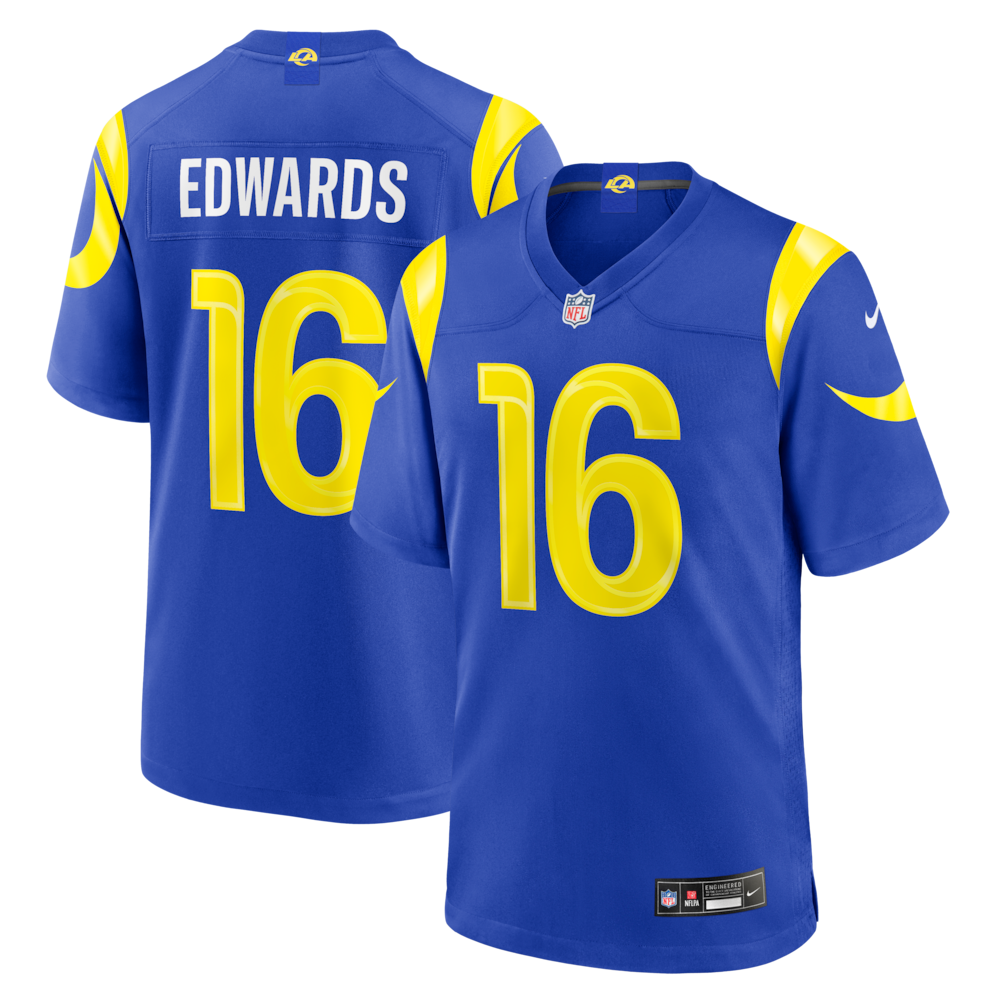 Los Angeles Rams Merch - Men's Tru Edwards Royal Team Game Jersey - Best Presents For Football Fans 1 - Unicasport Los Angeles Rams Merch - Men's Tru Edwards Royal Team Game Jersey - Best Presents For Football Fans