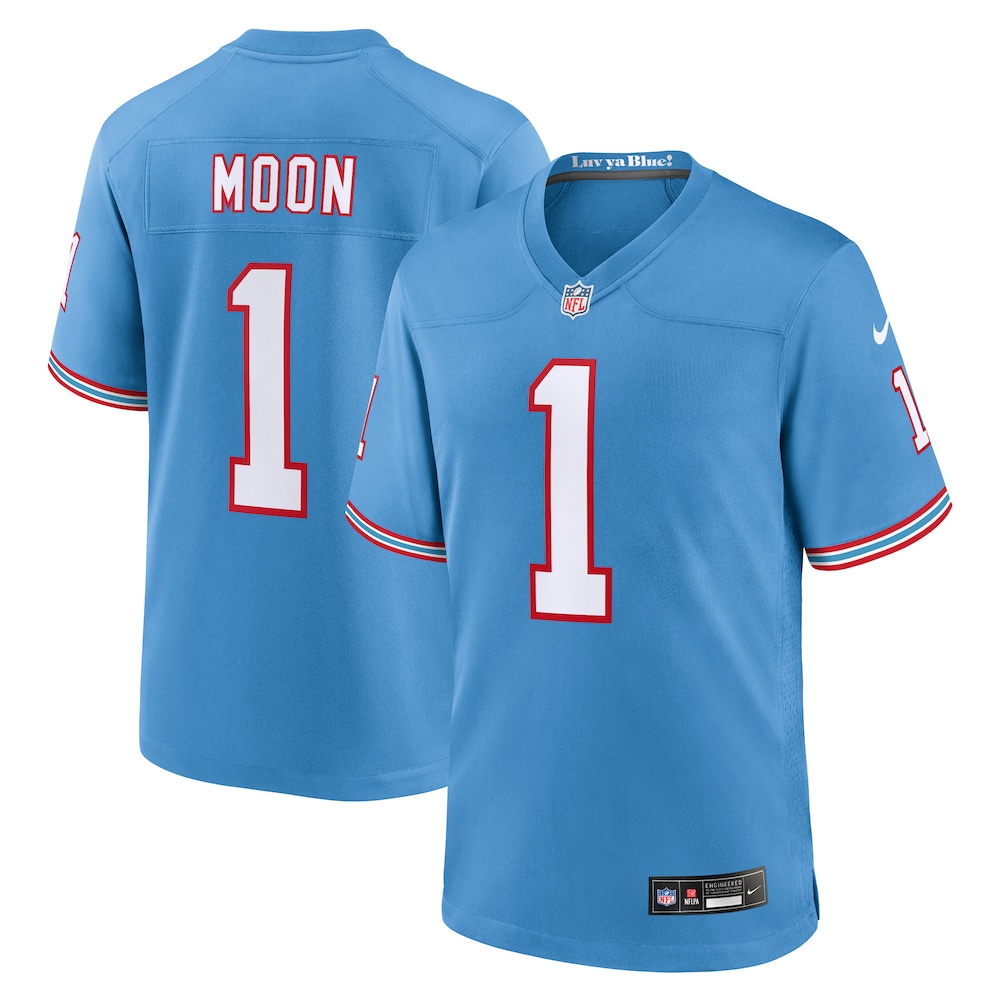 Tennessee Titans Merch - Men's Warren Moon Light Retired Player Alternate Game Jersey, Blue 1 - Unicasport Tennessee Titans Merch - Men's Warren Moon Light Retired Player Alternate Game Jersey, Blue