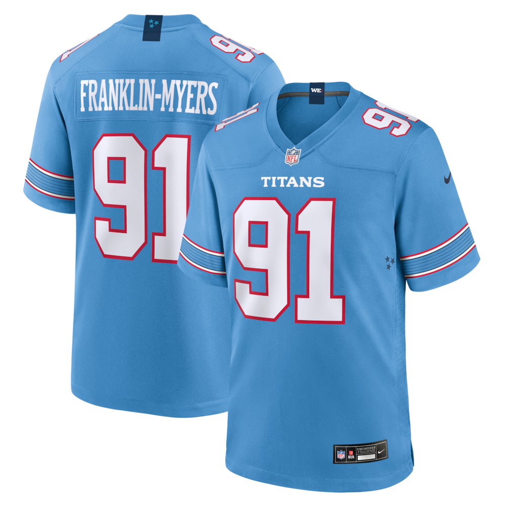 Tennessee Titans Merch - Men's John Franklin-Myers Light Team Game Jersey, Blue 1 - Unicasport Tennessee Titans Merch - Men's John Franklin-Myers Light Team Game Jersey, Blue