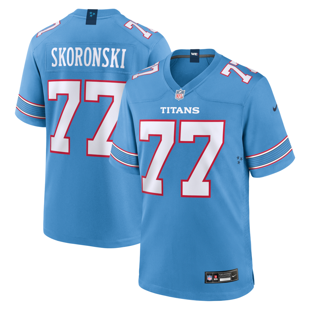 Tennessee Titans Merch - Men's Peter Skoronski Light Game Jersey, Blue 1 - Unicasport Tennessee Titans Merch - Men's Peter Skoronski Light Game Jersey, Blue