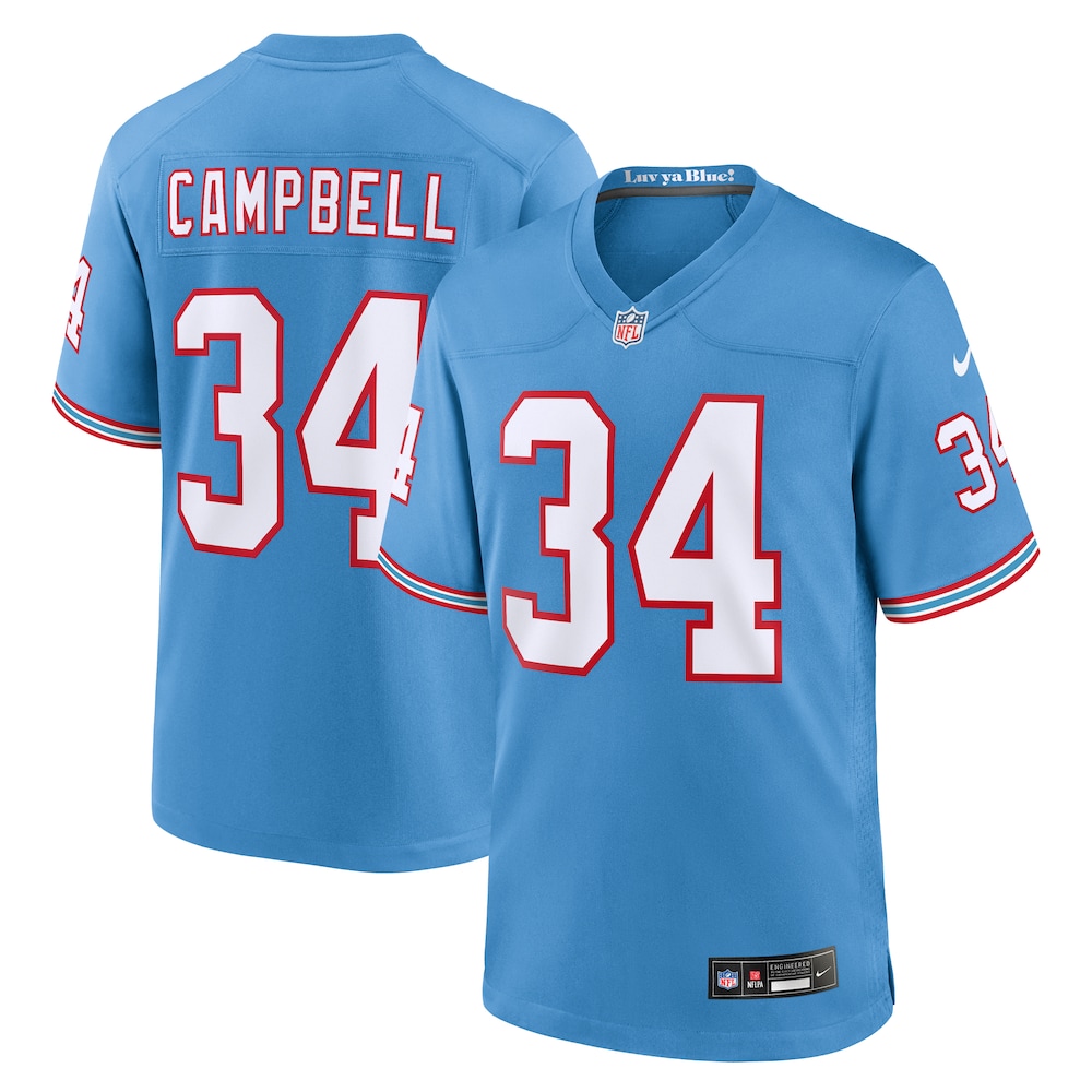 Tennessee Titans Merch - Men's Earl Campbell Light Retired Player Alternate Game Jersey, Blue 1 - Unicasport Tennessee Titans Merch - Men's Earl Campbell Light Retired Player Alternate Game Jersey, Blue